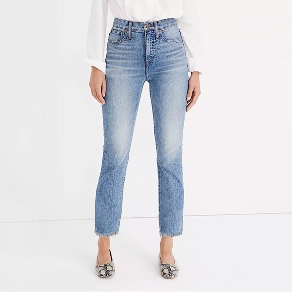 Madewell The Tall Perfect Vintage Crop High Rise Fray Hem Jean Ainsworth Wash 37 - Picture 1 of 16